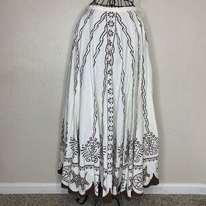 The Limited White Brown Sequined Boho Gypsy Peasant Skirt Women’s Size 4 NWTs